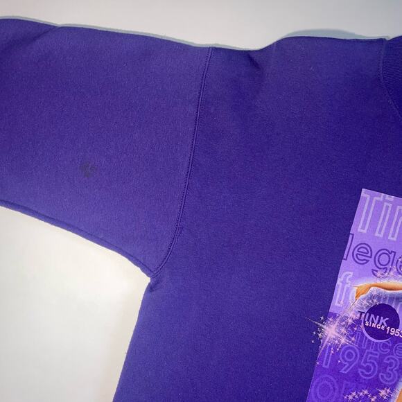 Vintage Disney Store Tinkerbell Pixie Fairy Peter Pan Purple Crewneck Sweatshirt - Picture 6 of 7